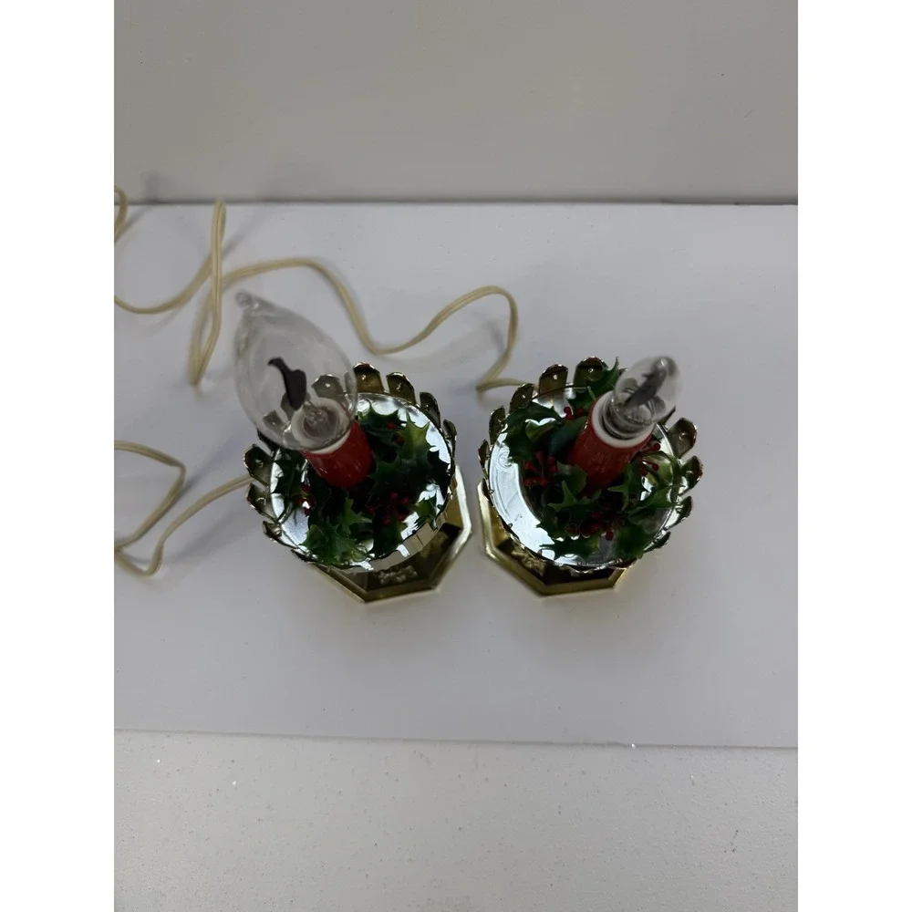 Vintage Pair of Christmas Candle Electric Lights W/Original Flame Bulbs